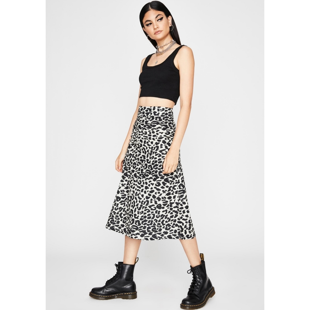 Dolls Kill Leopard Print Midi Skirt